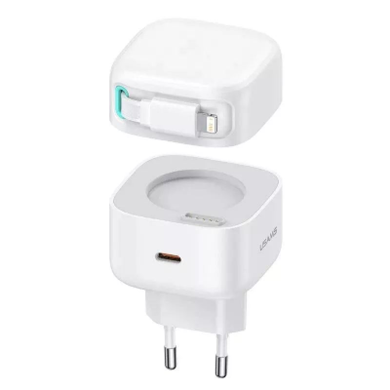 Сетевой адаптер USAMS GaN 35W Type-C (US-CC209) + кабель Lightning Белый
