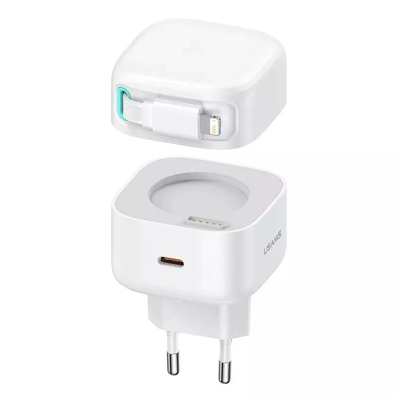 Сетевой адаптер USAMS GaN 35W Type-C (US-CC209) + кабель Lightning Белый