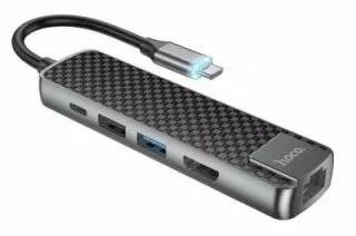 Хаб Hoco HB23 5in1 (Type-C-USB3.0+USB2.0+LAN+HDMI)