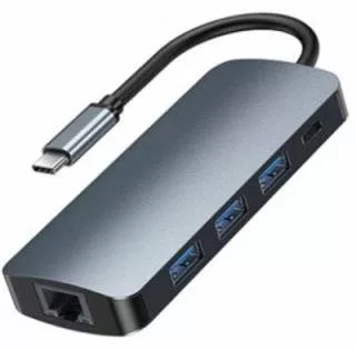 Хаб Type-C HUB Remax RU-U91 (3xUSB, 1хType-c, 1xHDMI, SD, TF, 3,5 мм, Ethernet)