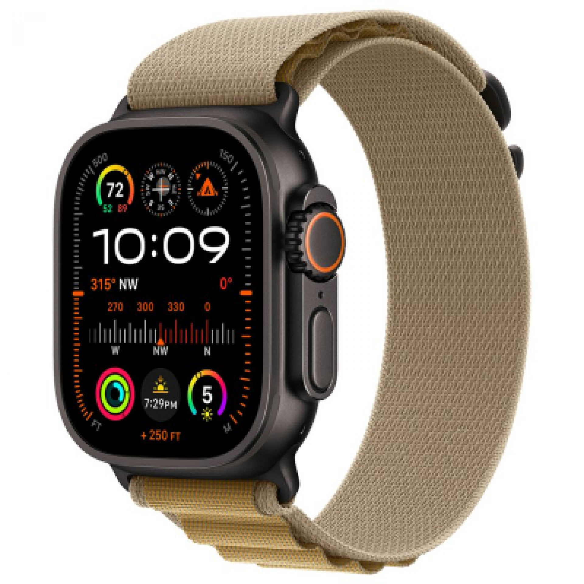 Часы Apple Watch Ultra 2 2024 Black 49 мм, корпус из титана, ремешок Alpine Loop коричневого цвета, размер M (для других стран)