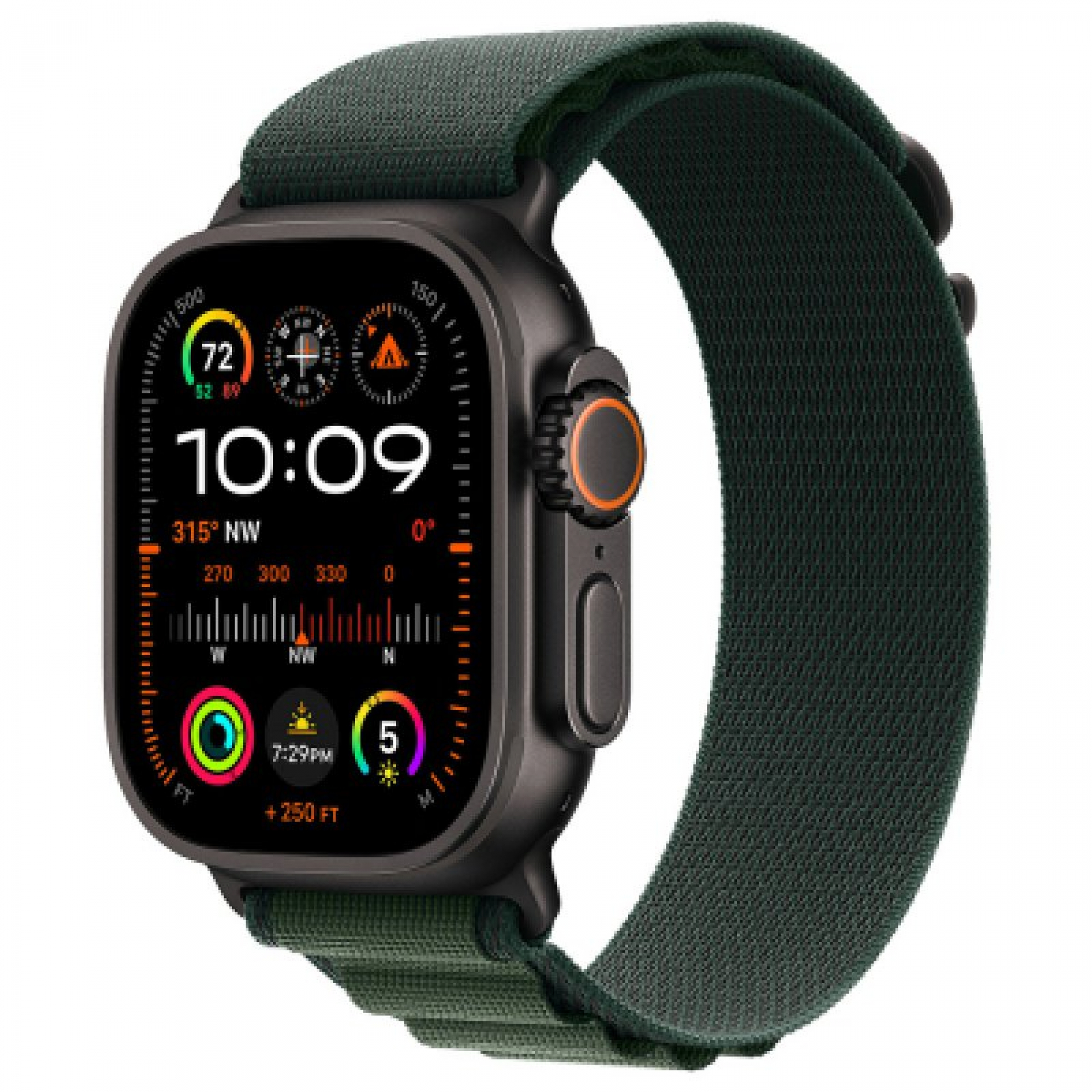 Часы Apple Watch Ultra 2 2024 Black 49 мм, корпус из титана, ремешок Alpine Loop зеленого цвета, размер M (для других стран)