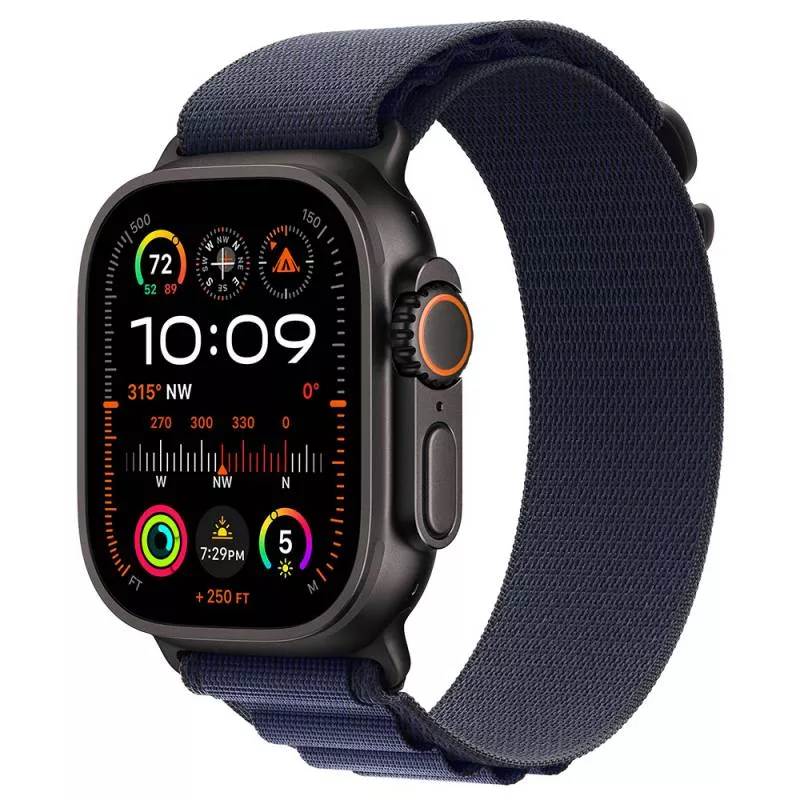 Часы Apple Watch Ultra 2 2024 Black 49 мм, корпус из титана, ремешок Alpine Loop синего цвета, размер M (для других стран)