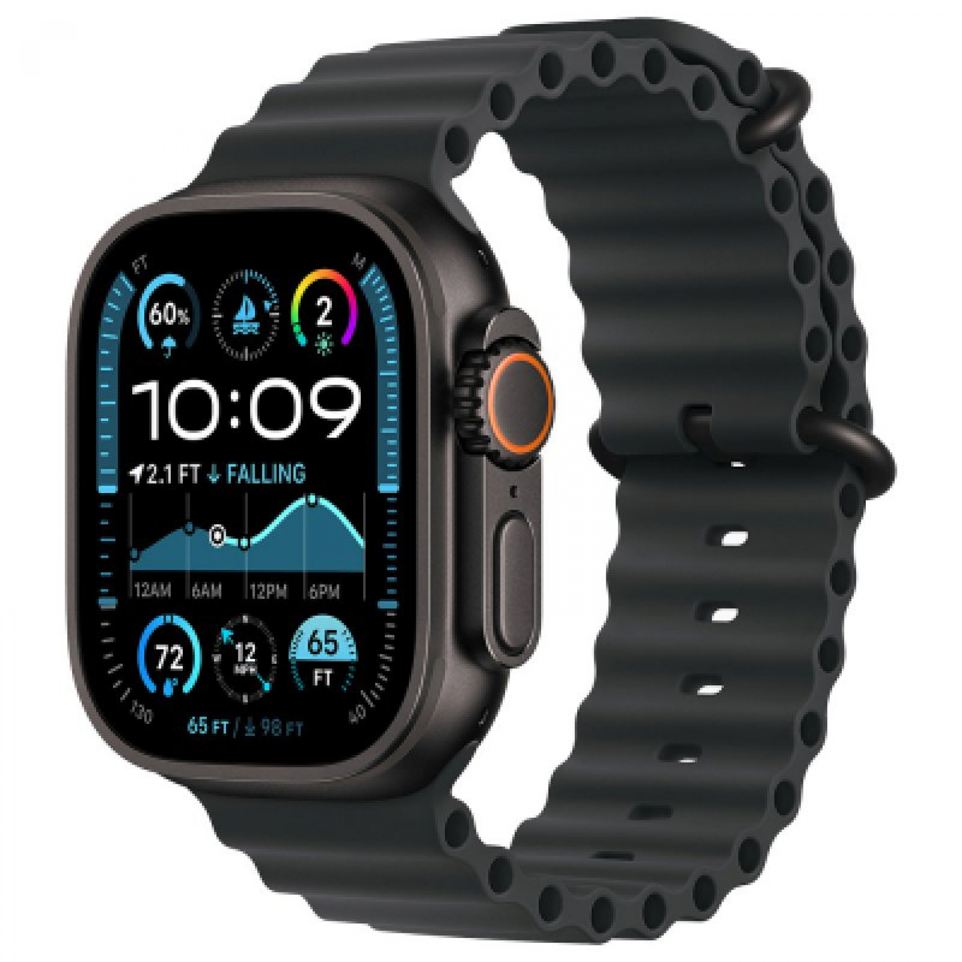Часы Apple Watch Ultra 2 2024 Black 49 мм, корпус из титана, ремешок Ocean черного цвета (для других стран)
