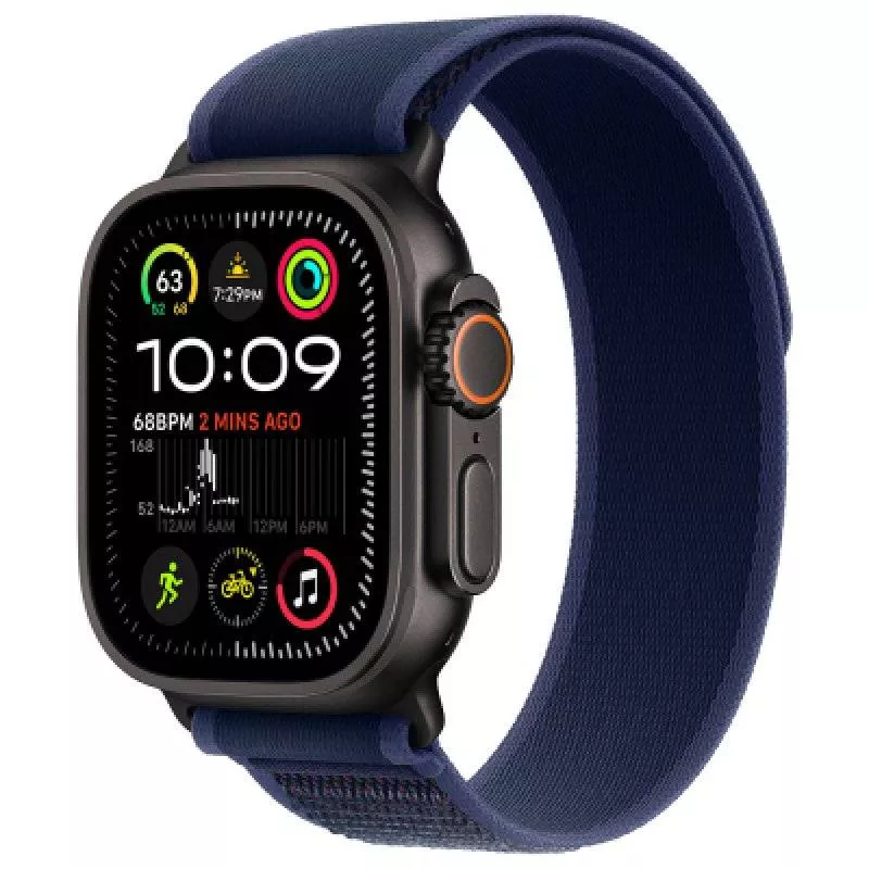 Часы Apple Watch Ultra 2 2024 Black 49 мм, корпус из титана, ремешок Trail синего цвета (для других стран)