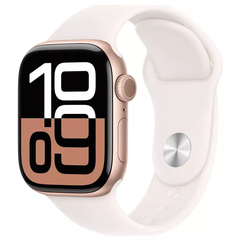 Часы Apple Watch Series 10 46 мм, корпус из алюминия цвета «Розовое золото», спортивный ремешок M/L цвета «Румянец» (для других стран)