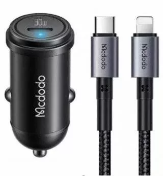 Автомобильное зарядное устройство Mcdodo Type-C 30W +  Кабель Type-C/Type-C  Black