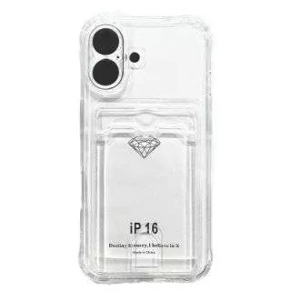 Чехол для iPhone 16 с отделом под карту (Прозрачный)