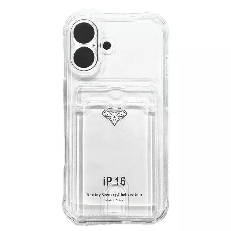 Чехол для iPhone 16 с отделом под карту (Прозрачный)