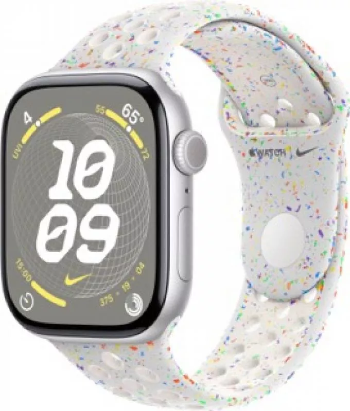 Часы Apple Watch Series 10 46 мм, корпус из алюминия серебристого цвета, спортивный ремешок Nike S/M цвета Pure Platinum (для других стран)