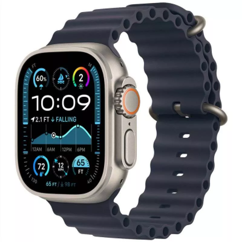 Часы Apple Watch Ultra 2 2024 Natural 49 мм, корпус из титана, ремешок Ocean Band цвета Navy (для других стран)