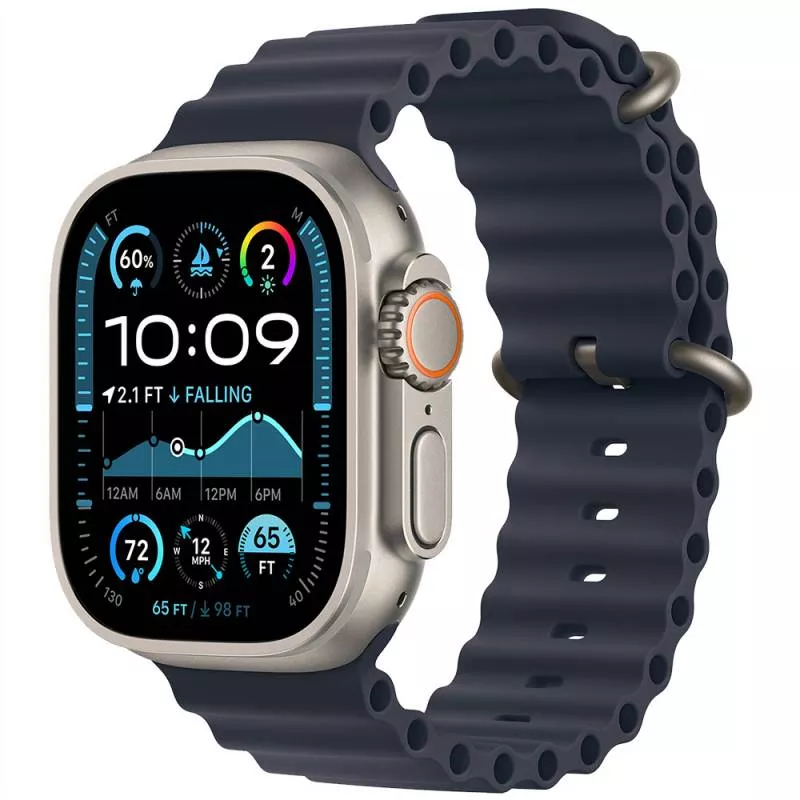 Часы Apple Watch Ultra 2 2024 Natural 49 мм, корпус из титана, ремешок Ocean Band цвета Navy (для других стран)