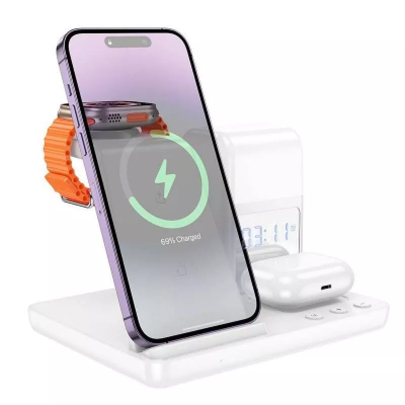 Беспроводное зарядное устройство Hoco CQ9 Magsafe 15w 3in1 (White)