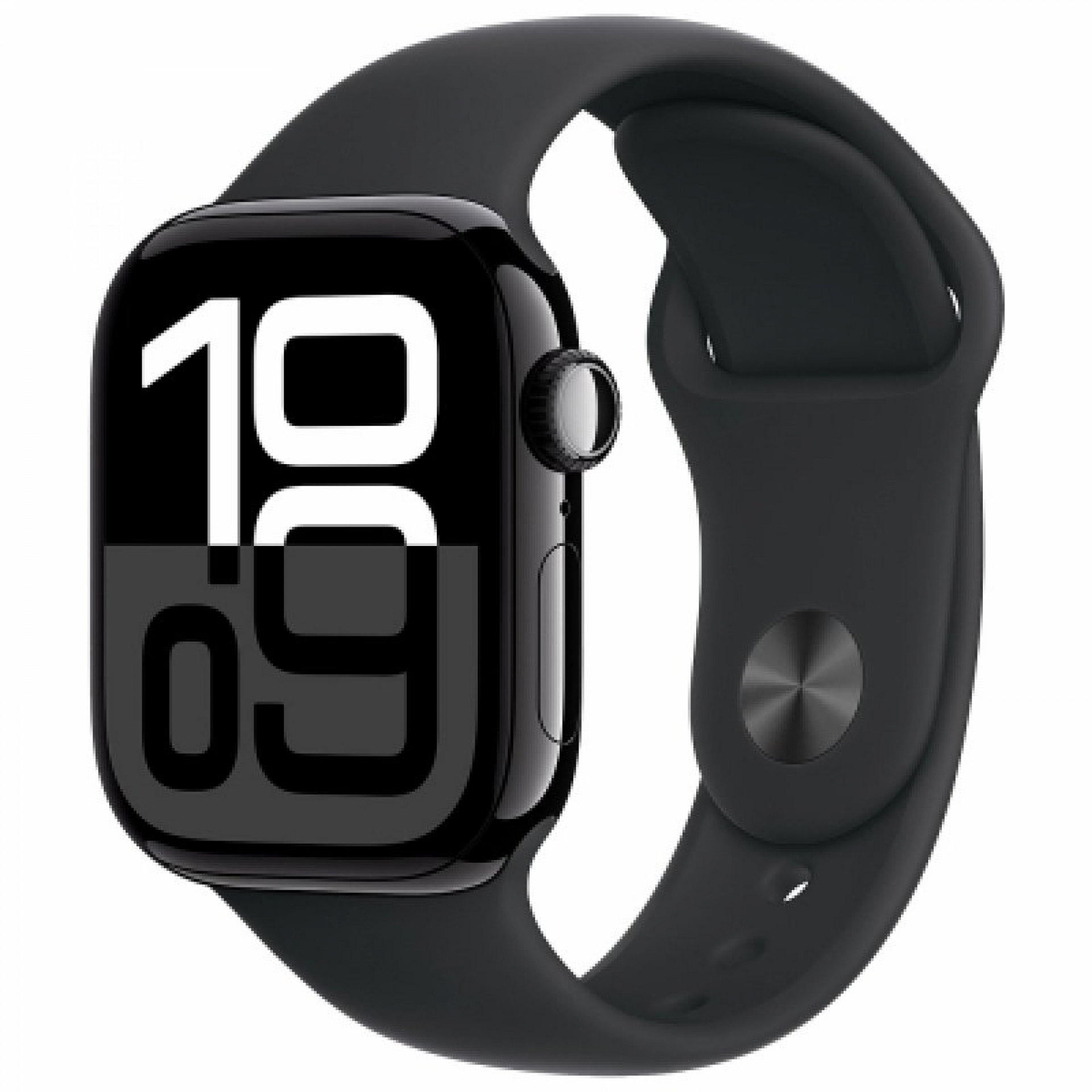 Часы Apple Watch Series 10 46 мм, корпус из алюминия цвета «Черный глянец», спортивный ремешок S/M черного цвета (для других стран)