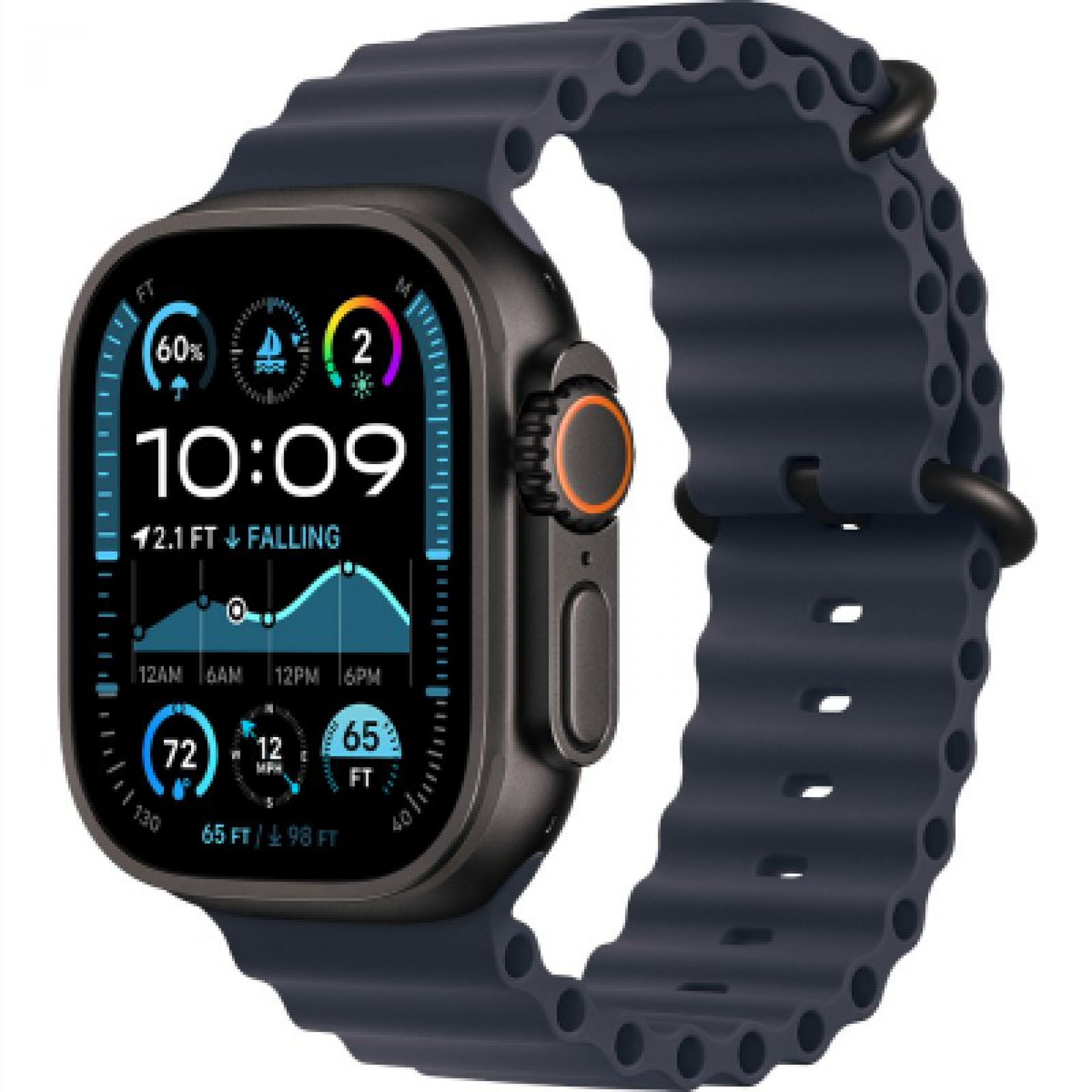 Часы Apple Watch Ultra 2 2024 Black 49 мм, корпус из титана, ремешок Ocean Band цвета Navy (для других стран)