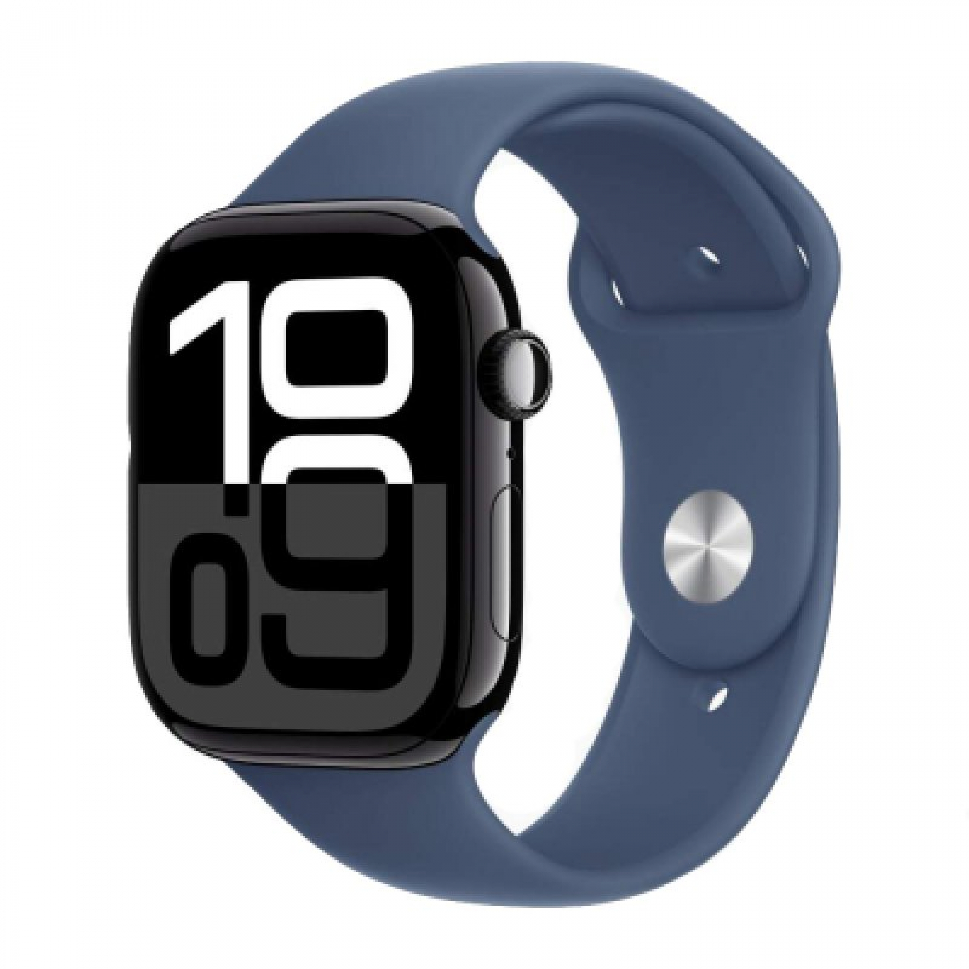 Часы Apple Watch Series 10 46 мм, корпус из алюминия цвета «Черный глянец», спортивный ремешок M/L цвета «Синий деним» (для других стран)