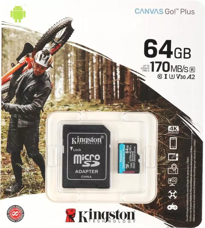 Карта Памяти MicroSDXC 64Gb Kingston U3 10 Class
