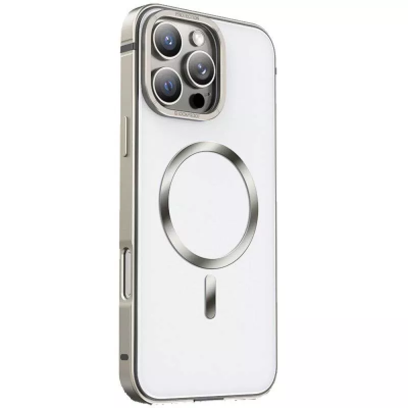 Чехол iPhone 16 Pro Max Njoyny Metall с MagSafe (White)