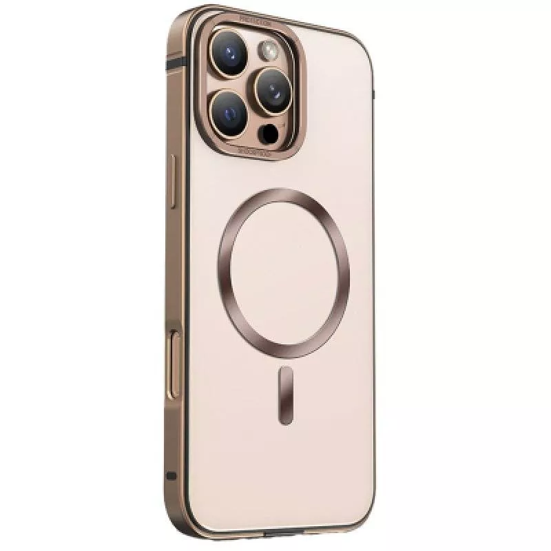 Чехол iPhone 16 Pro Max Njoyny Metall с MagSafe (Gold)