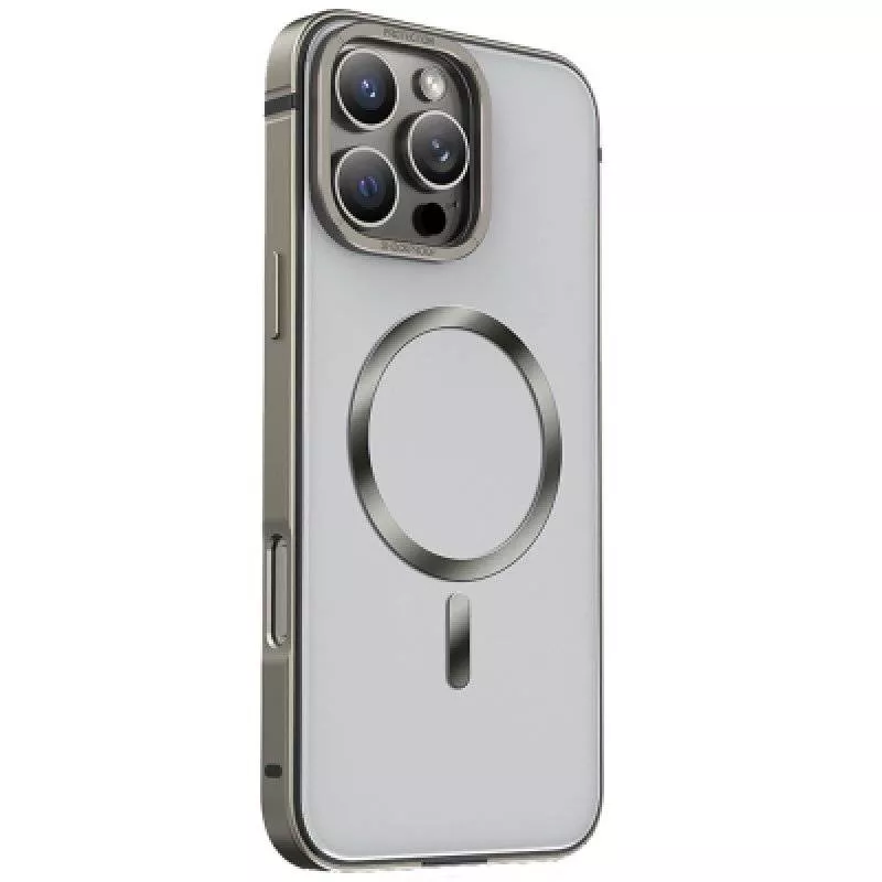 Чехол iPhone 16 Pro Max Njoyny Metall с MagSafe (Gray)