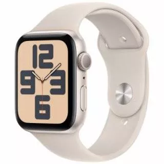 Часы Apple Watch SE 2024 44 мм, корпус из алюминия цвета «Сияющая звезда», спортивный ремешок S/M цвета «Сияющая звезда» (для других стран)