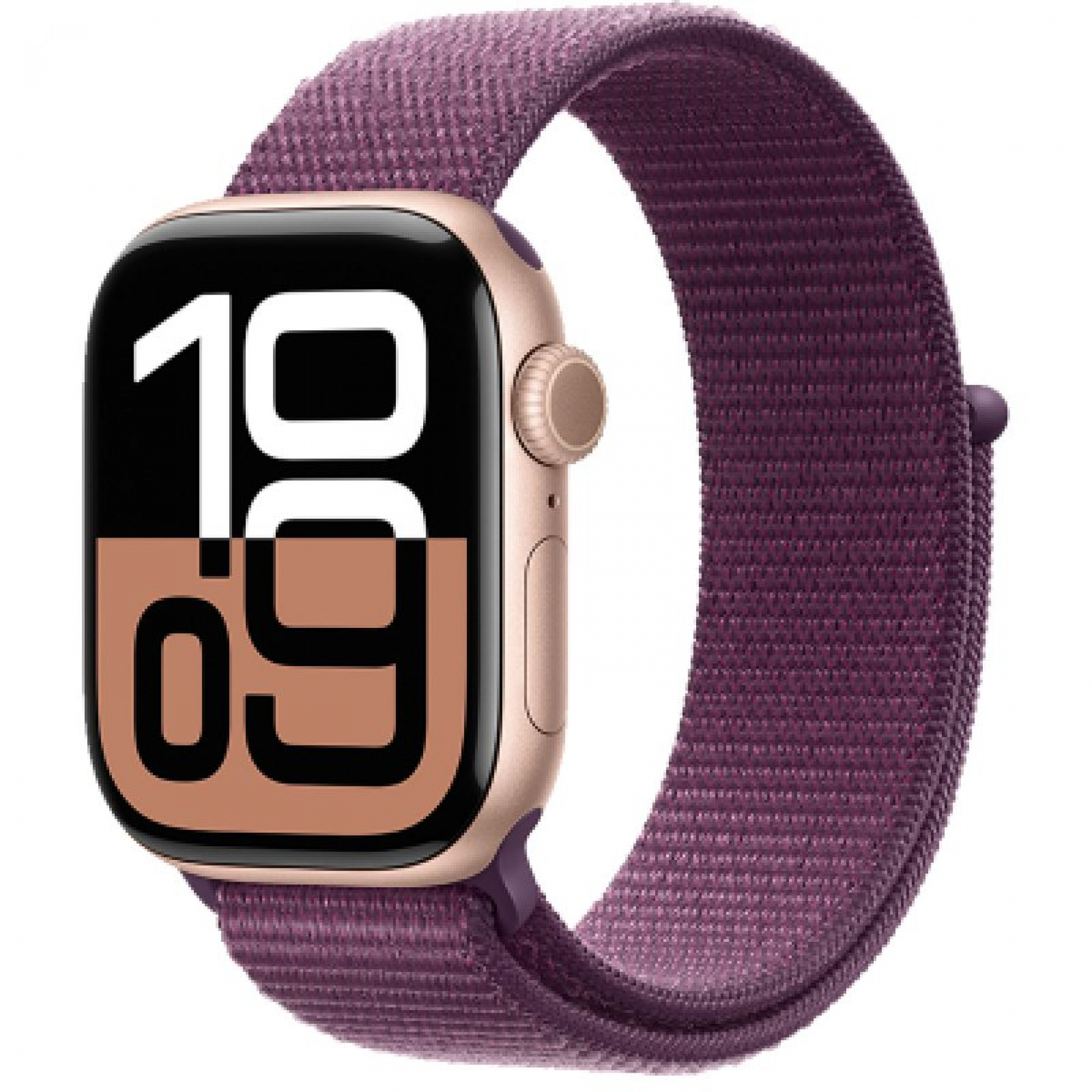 Часы Apple Watch Series 10 46 мм, корпус из алюминия цвета «Розовое золото», спортивный браслет сливового цвета (для других стран)