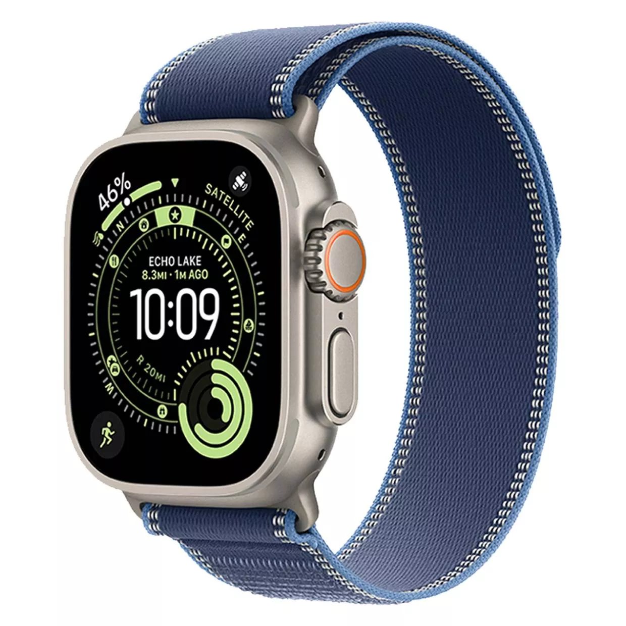 Часы Apple Watch Ultra 3 49 мм, Natural Titanium Case with Blue/Bright Blue Trail Loop, размер S/M (для других стран)