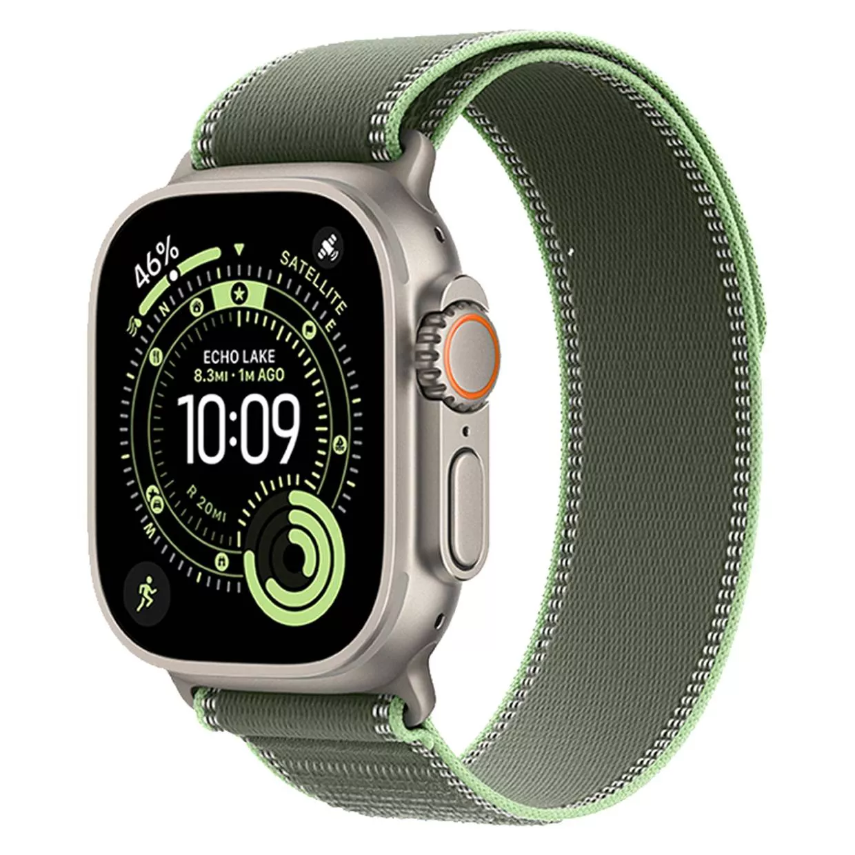 Часы Apple Watch Ultra 3 49 мм, Natural Titanium Case with Green/Neon Trail Loop, размер S/M (для других стран)