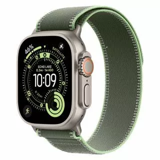 Часы Apple Watch Ultra 3 49 мм, Natural Titanium Case with Green/Neon Trail Loop, размер M/L (для других стран)