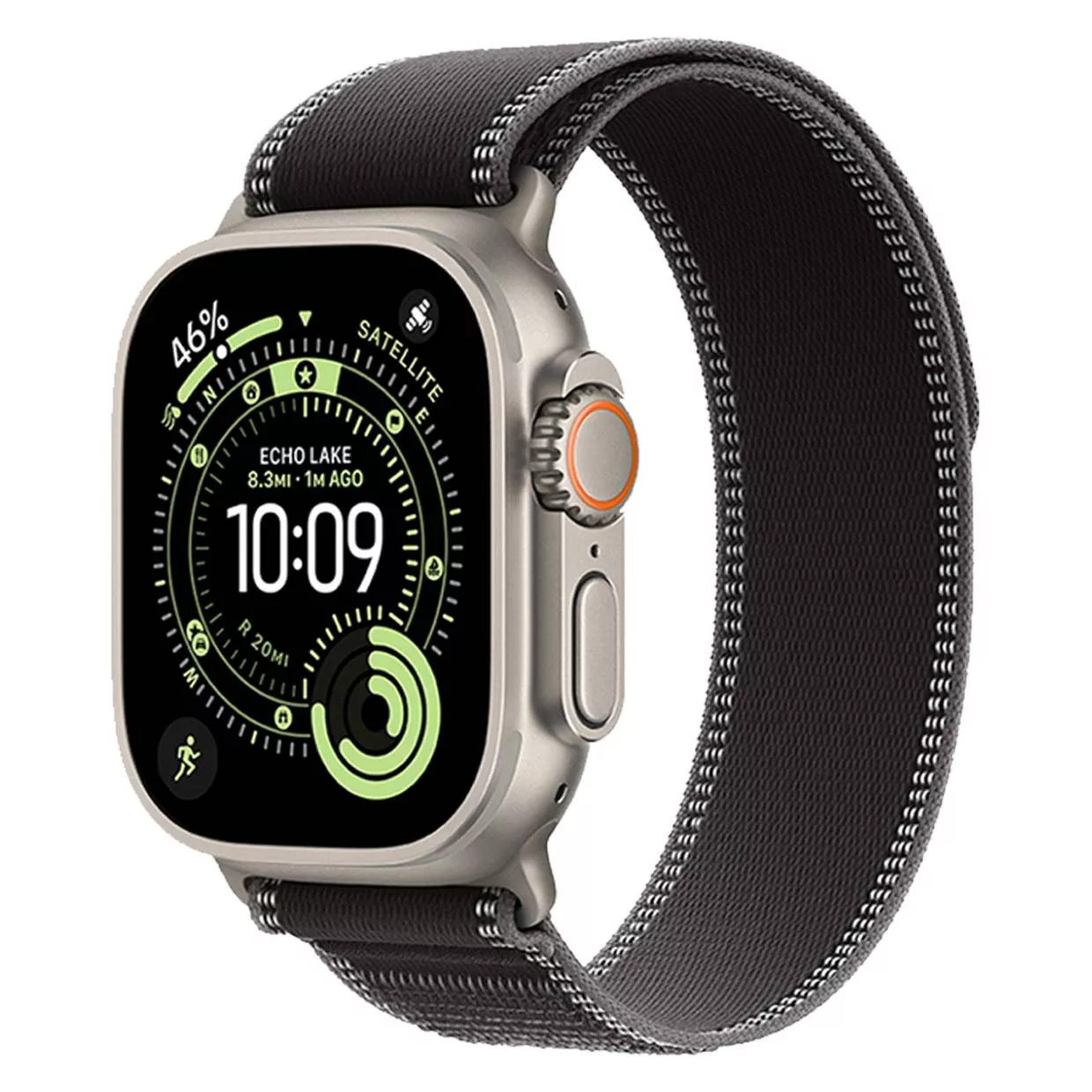 Часы Apple Watch Ultra 3 49 мм, Natural Titanium Case with Black/Charcoal Trail Loop, размер S/M (для других стран)