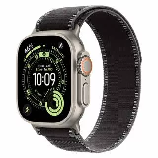 Часы Apple Watch Ultra 3 49 мм, Natural Titanium Case with Black/Charcoal Trail Loop, размер M/L (для других стран)