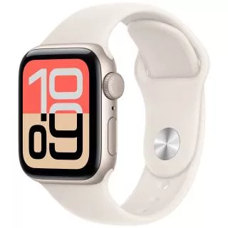 Часы Apple Watch SE 2025 44 мм, корпус из алюминия цвета «Сияющая звезда», спортивный ремешок M/L цвета «Сияющая звезда» (для других стран)