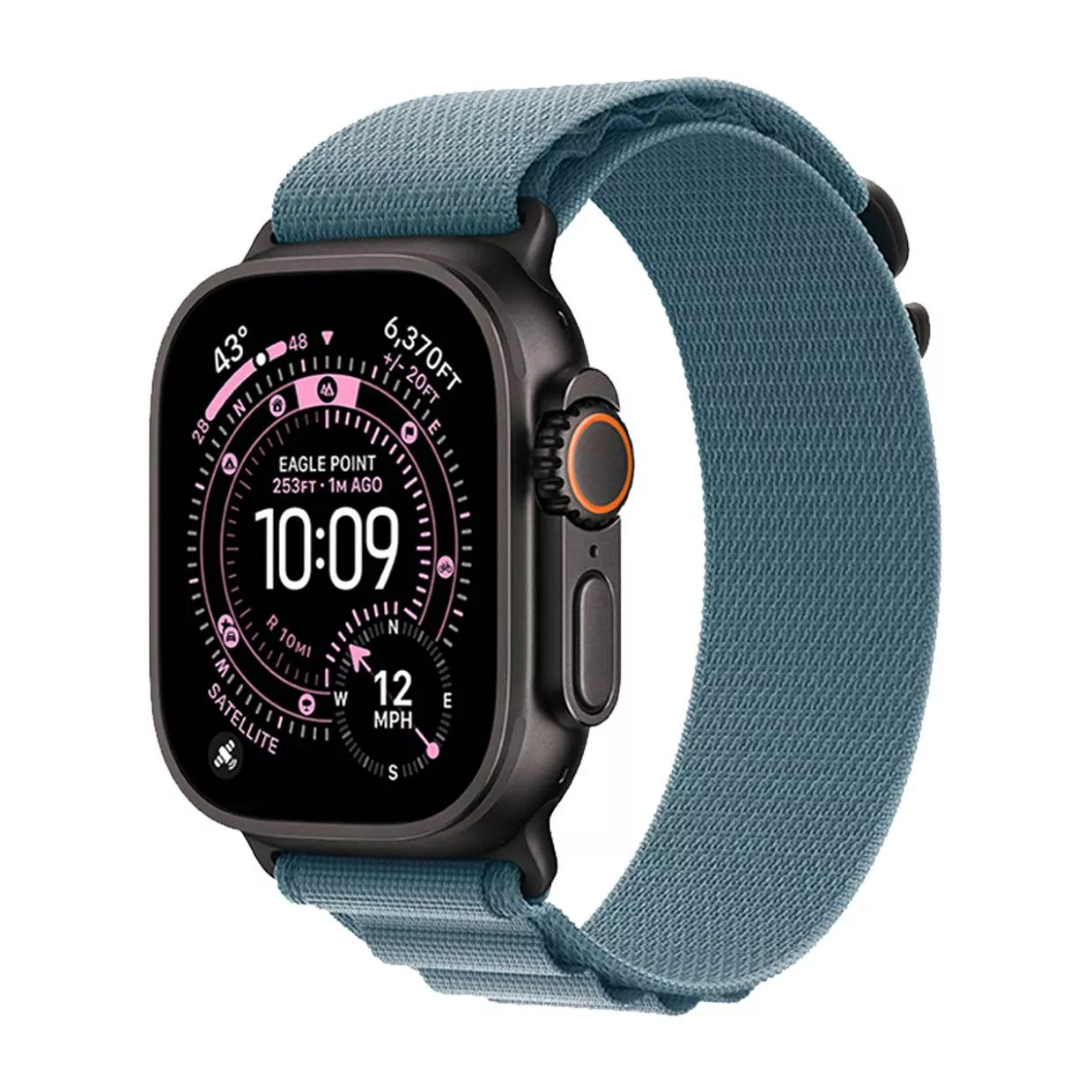 Часы Apple Watch Ultra 3 49 мм, Black Titanium Case with Light Blue Alpine Loop, размер M (для других стран)