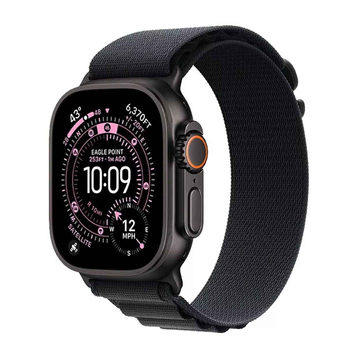 Часы Apple Watch Ultra 3 49 мм, Black Titanium Case with Black Alpine Loop, размер M (для других стран)