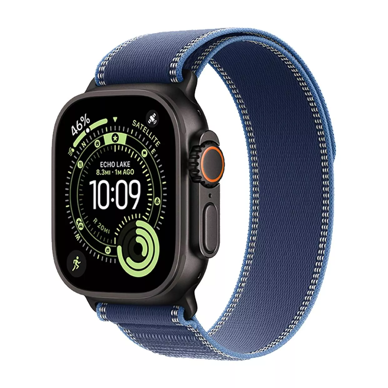 Часы Apple Watch Ultra 3 49 мм, Black Titanium Case with Blue/Bright Blue Trail Loop, размер S/M (для других стран)