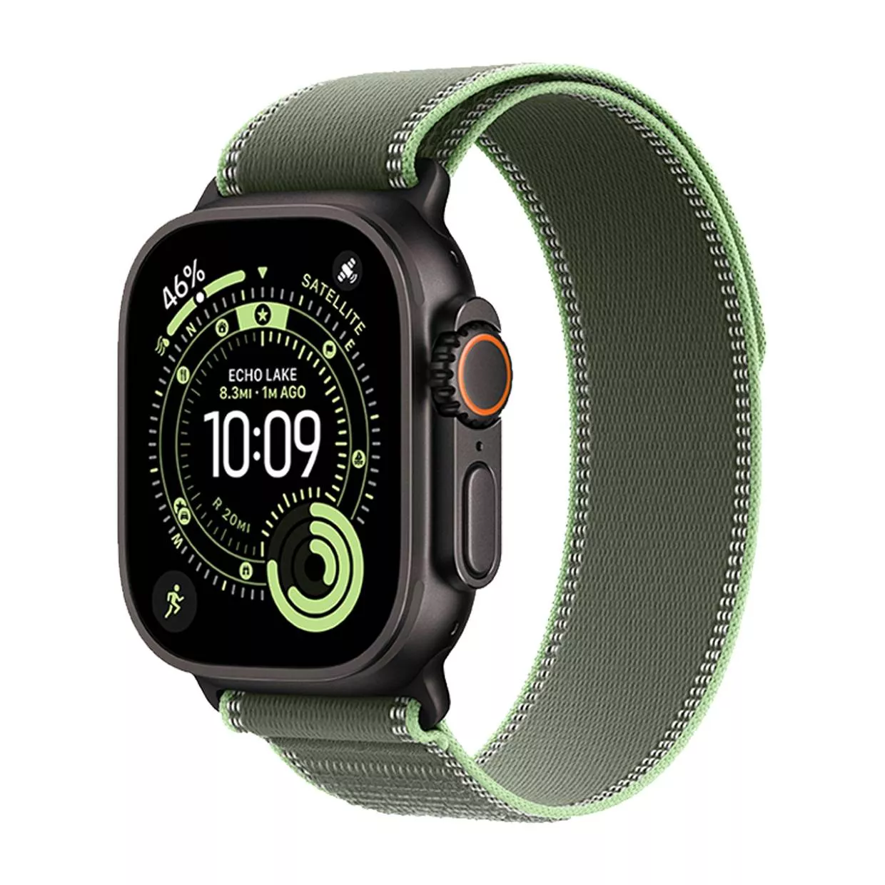 Часы Apple Watch Ultra 3 49 мм, Black Titanium Case with Green/Neon Trail Loop, размер S/M (для других стран)