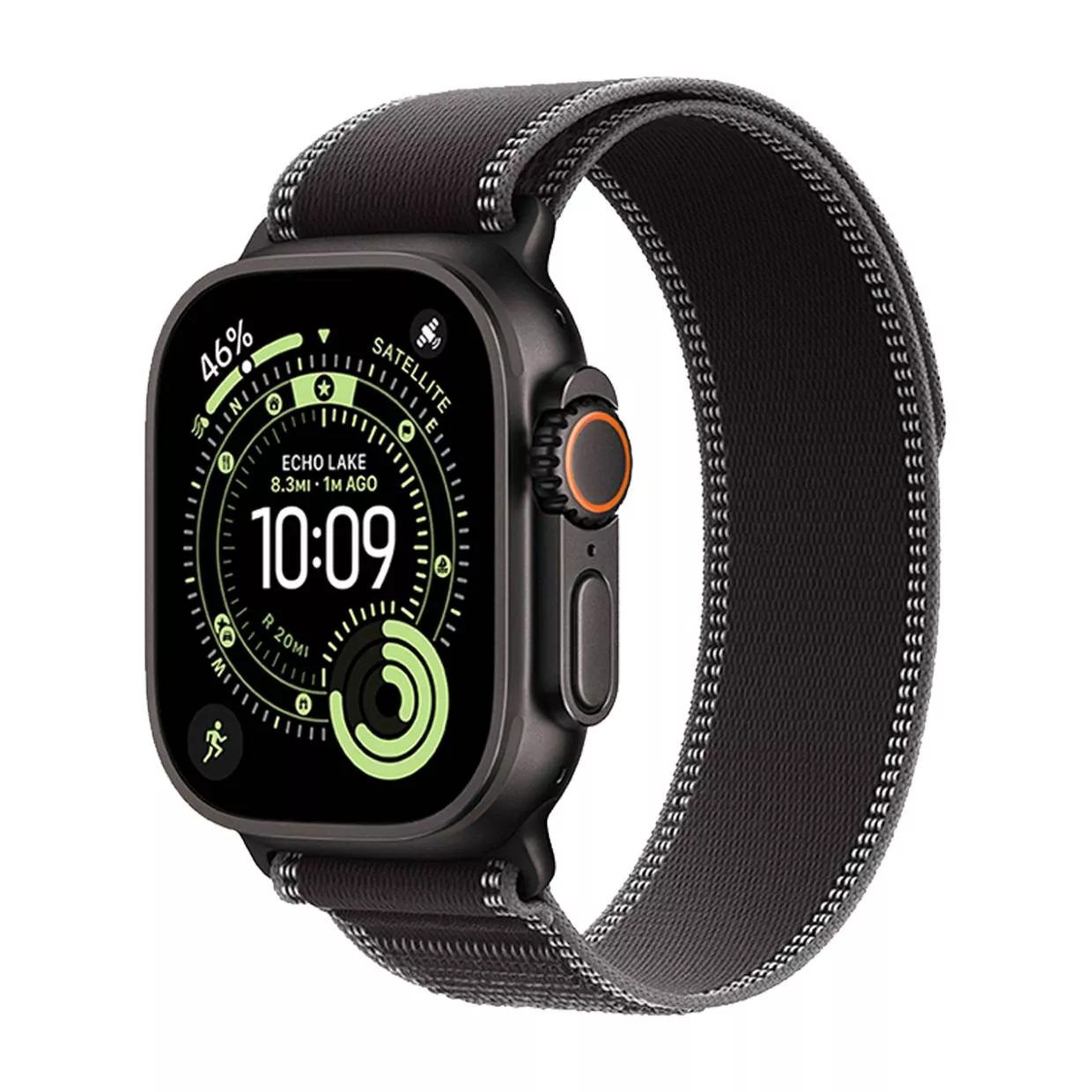 Часы Apple Watch Ultra 3 49 мм, Black Titanium Case with Black/Charcoal Trail Loop, размер M/L (для других стран)