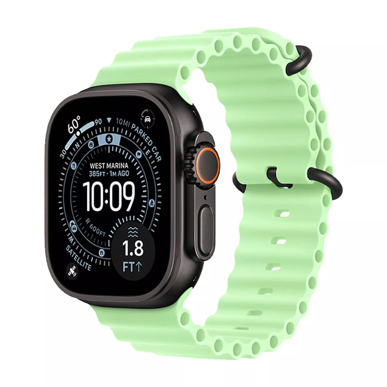 Часы Apple Watch Ultra 3 49 мм, Black Titanium Case with Neon/Green Ocean Band (для других стран)
