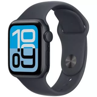 Часы Apple Watch SE 2025 44 мм, корпус из алюминия цвета «Тёмная ночь», спортивный ремешок M/L цвета «Тёмная ночь» (для других стран)