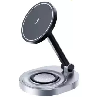 Беспроводное зарядное устройство COTECi 2in1 Magnetic Wireless 15W (Black)