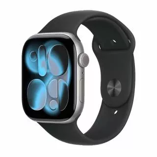 Часы Apple Watch Series 11 42 мм, корпус из алюминия цвета «Серый космос», спортивный ремешок S/M «Черного» цвета (для других стран)