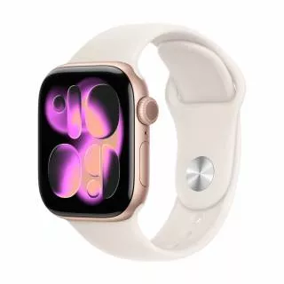 Часы Apple Watch Series 11 46 мм, корпус из алюминия цвета «Розовое золото», спортивный ремешок M/L цвета «Сияющая звезда/Бежевый » (для других стран)