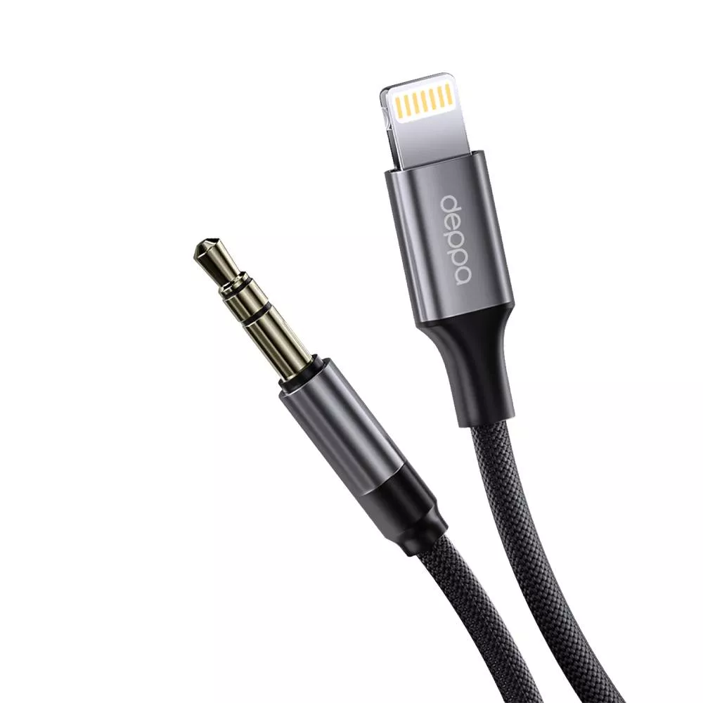 AUX-кабель Lightning - 3.5мм, 1.2м Deppa (черный)