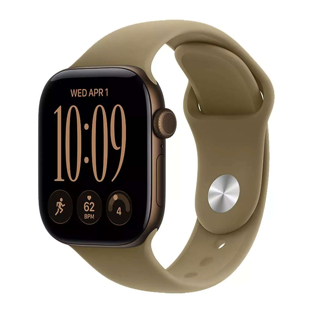 Часы Apple Watch Series 12 42 мм, корпус из алюминия цвета «Темная-бронза», спортивный ремешок S/M цвета «Оливковый» (для других стран)