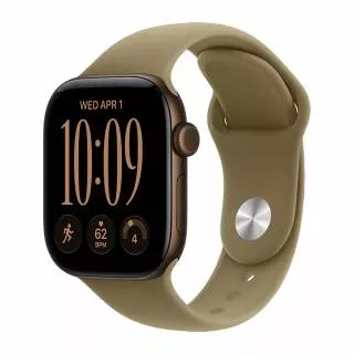Купить Часы Apple Watch Series 12 42 мм, корпус из алюминия цвета «Темная-бронза», спортивный ремешок S/M цвета «Оливковый» (для других стран)