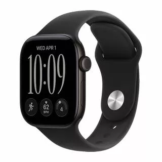 Купить Часы Apple Watch Series 12 42 мм, корпус из алюминия цвета «Черный», спортивный ремешок S/M цвета «Черный» (для других стран)