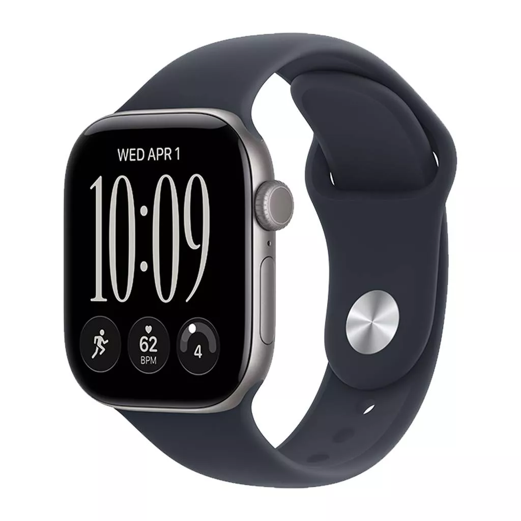 Часы Apple Watch Series 12 42 мм, корпус из алюминия цвета «Серый космос», спортивный ремешок S/M цвета «Темно-синий» (для других стран)