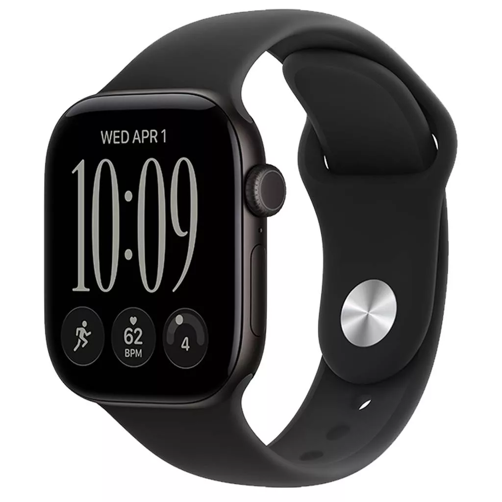 Часы Apple Watch Series 12 46 мм, корпус из алюминия цвета «Черный», спортивный ремешок M/L цвета «Черный» (для других стран)