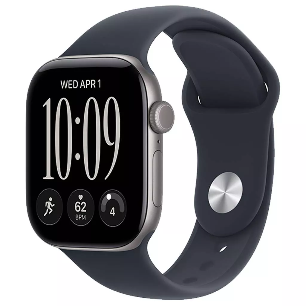 Часы Apple Watch Series 12 46 мм, корпус из алюминия цвета «Серый космос», спортивный ремешок M/L цвета «Темно-синий» (для других стран)
