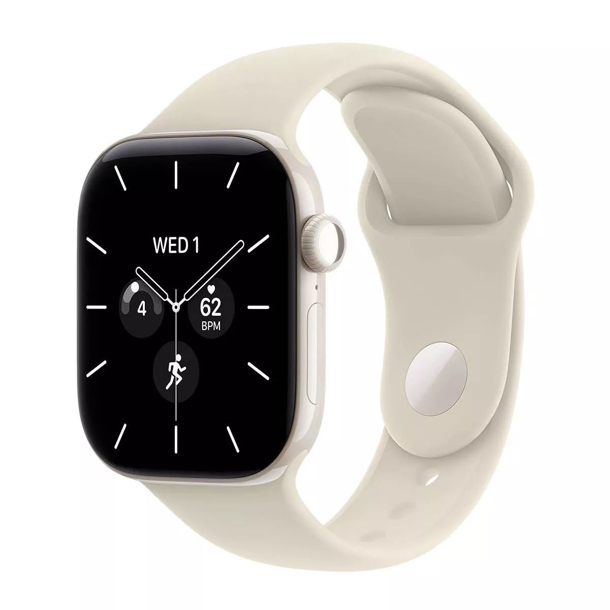 Часы Apple Watch Series 12 42 мм, корпус из керамики цвета «Жемчужно белый», спортивный ремешок S/M цвета «Песочный» (для других стран)
